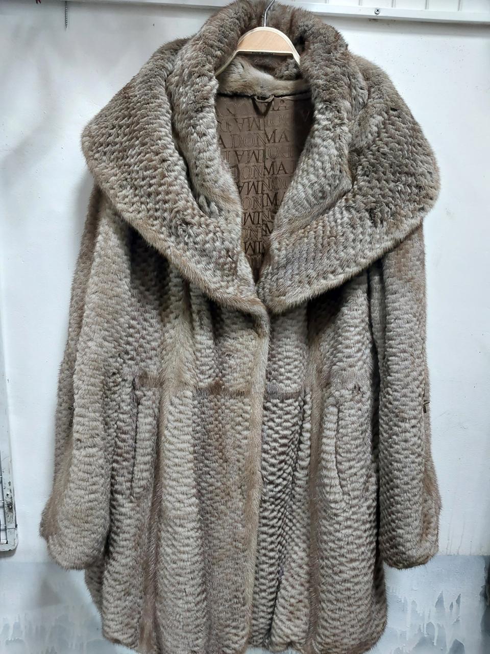 천연밍크 후드식 커러 하프코트