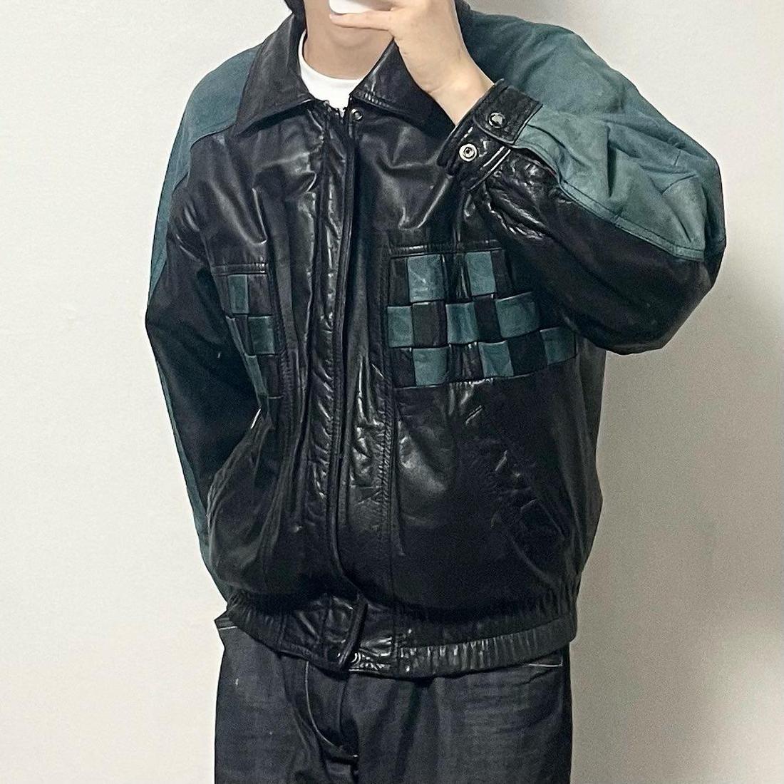 90's 유나이티드 오브 컬러 베네통 카우레더 블루종