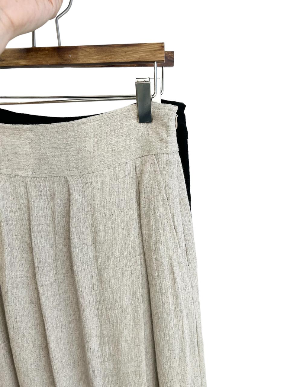 거즈 코튼 핀턱 롱 스커트-연베이지 엠