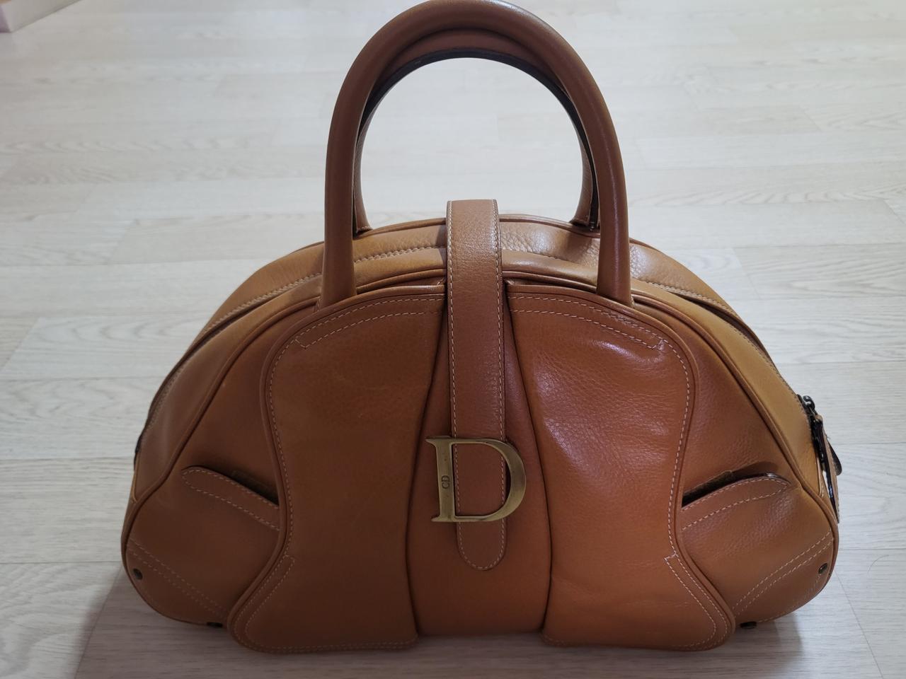 디올 레더 더블새들 볼링 토트백