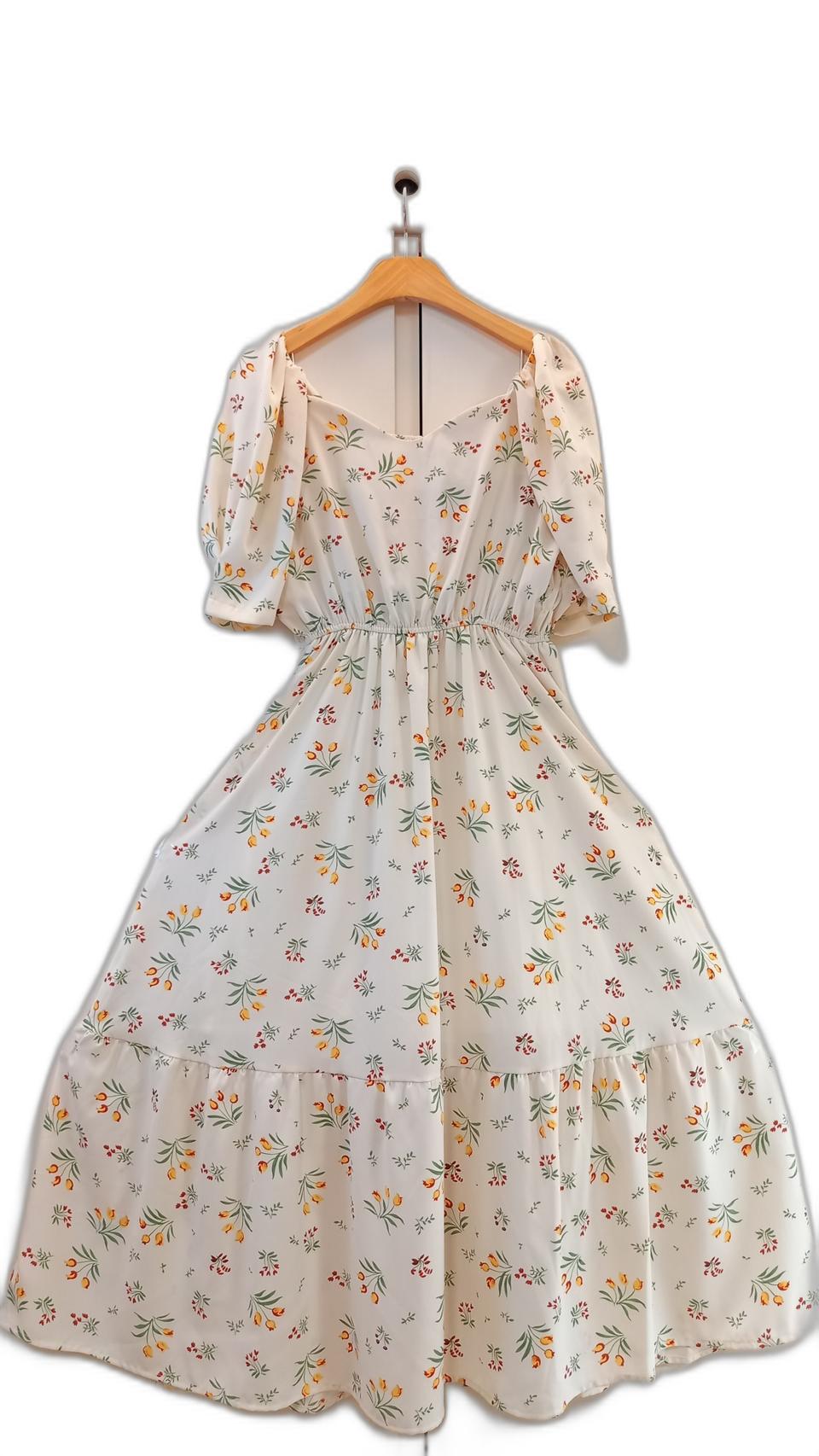 ♦택있는 새상품/ 비비안 넥  아이보리 튤립 꽃무늬 원피스 /size55