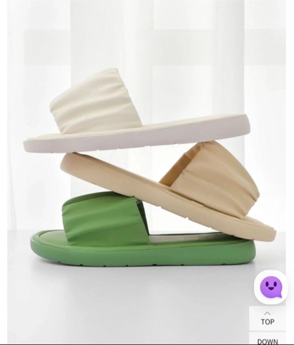 셔링 와이드 스트랩 슬리퍼 230 235 240 250