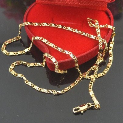 새 18K GP 56CM 22인치 구멍 포인트 목걸이 선물 기념일