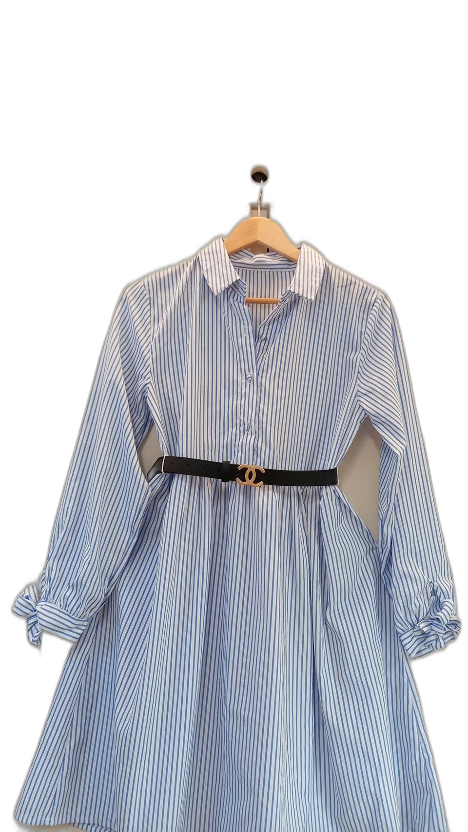 블루스프라이트 여름 긴팔 셔츠형 원피스 / size S