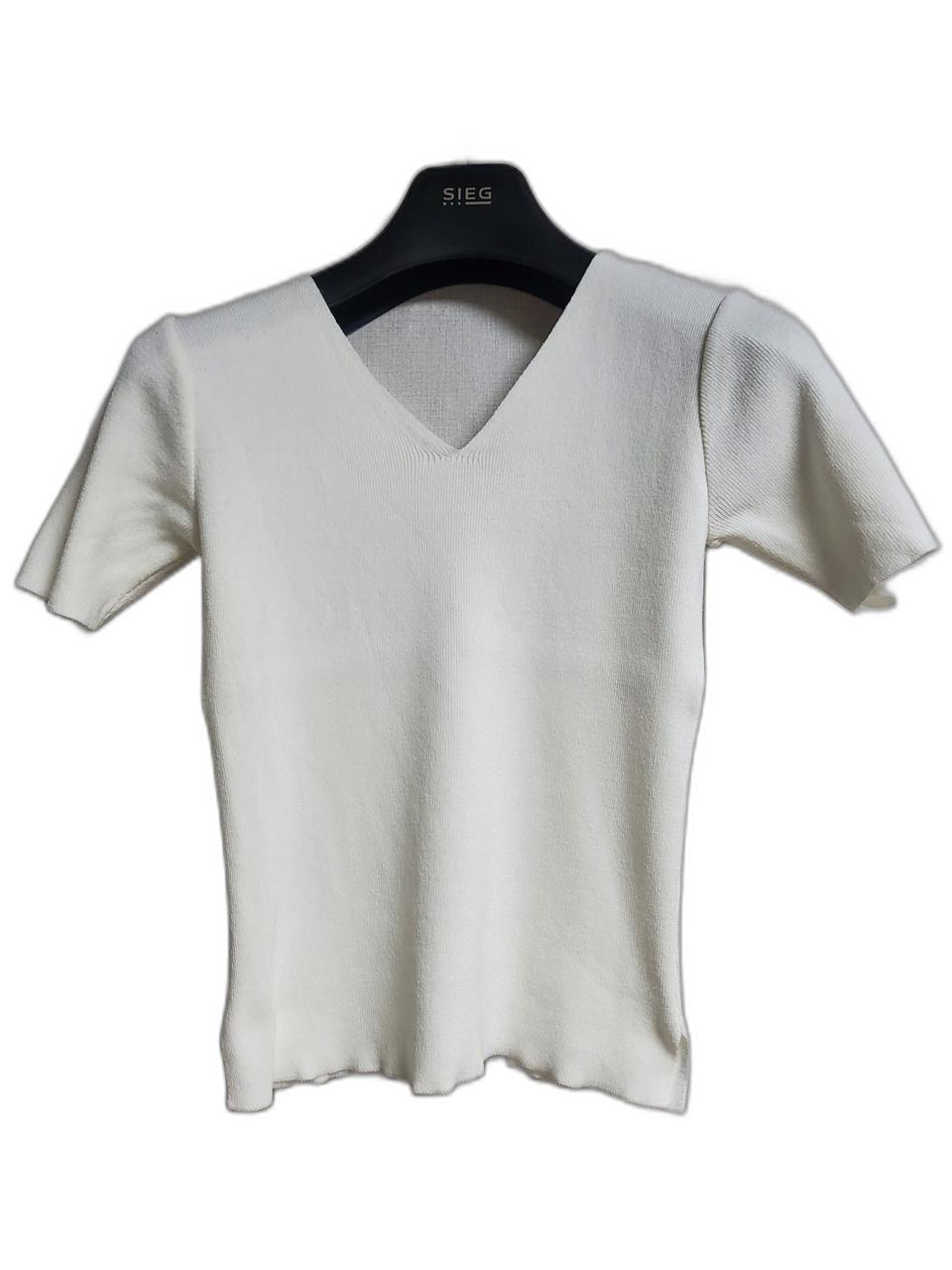 양브이 v넥 반팔 트임 니트티