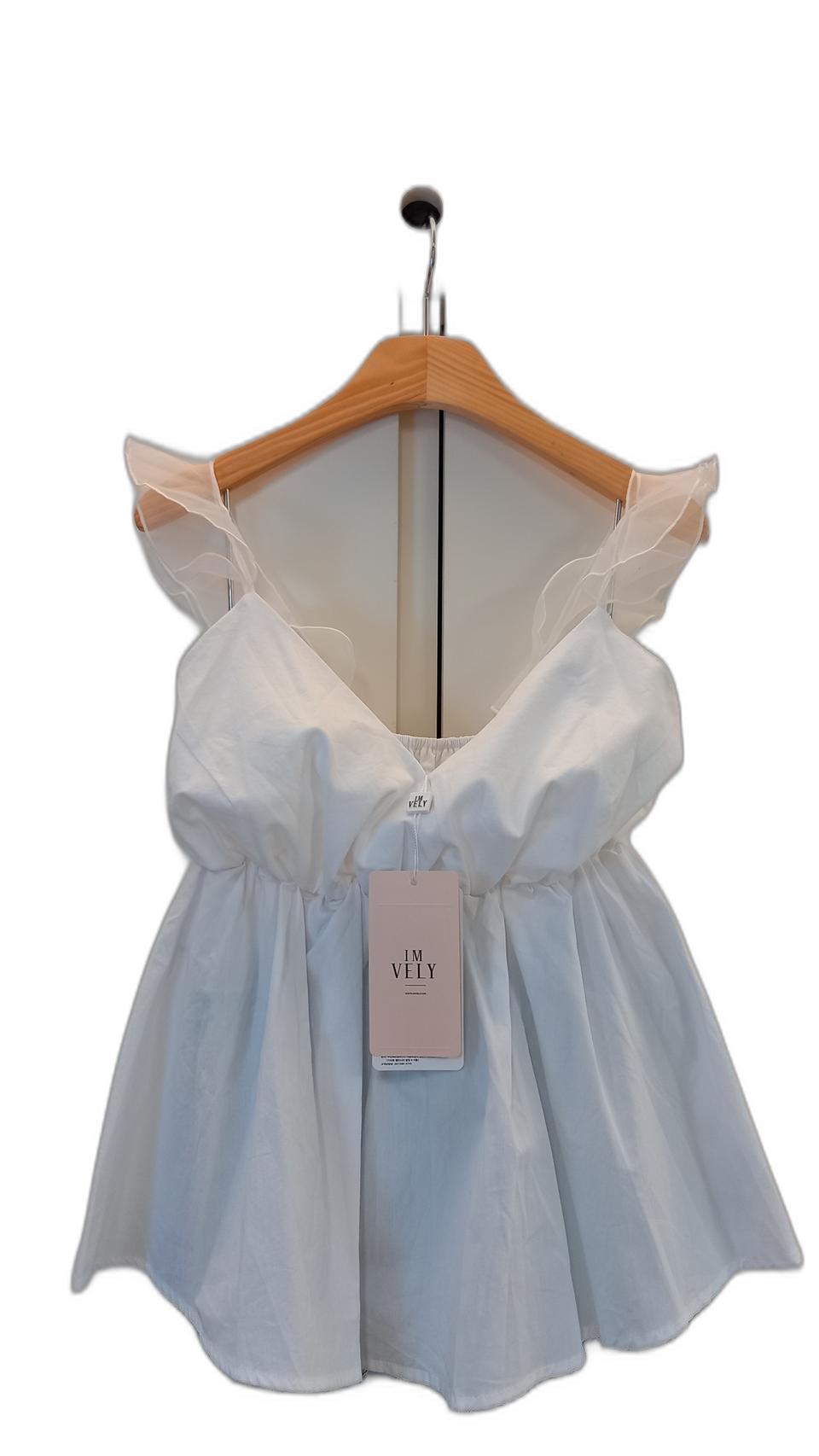 택있는 새상품/ 화이트 민소매 프릴 탑 나시 / size FREE/