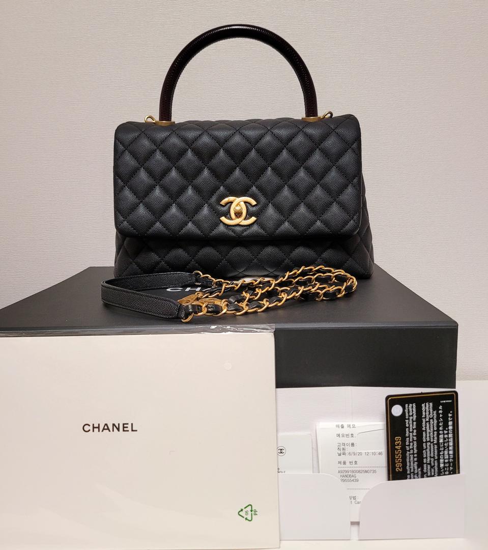 [미사용] 샤넬 코코핸들 캐비어 미듐 금장 29번대