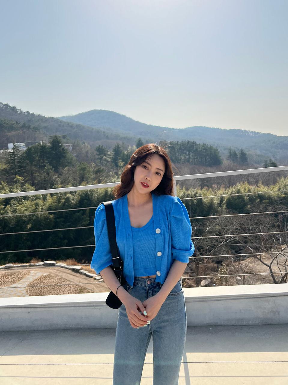 어깨 패드 골지나시 퍼프 반팔가지건 세트