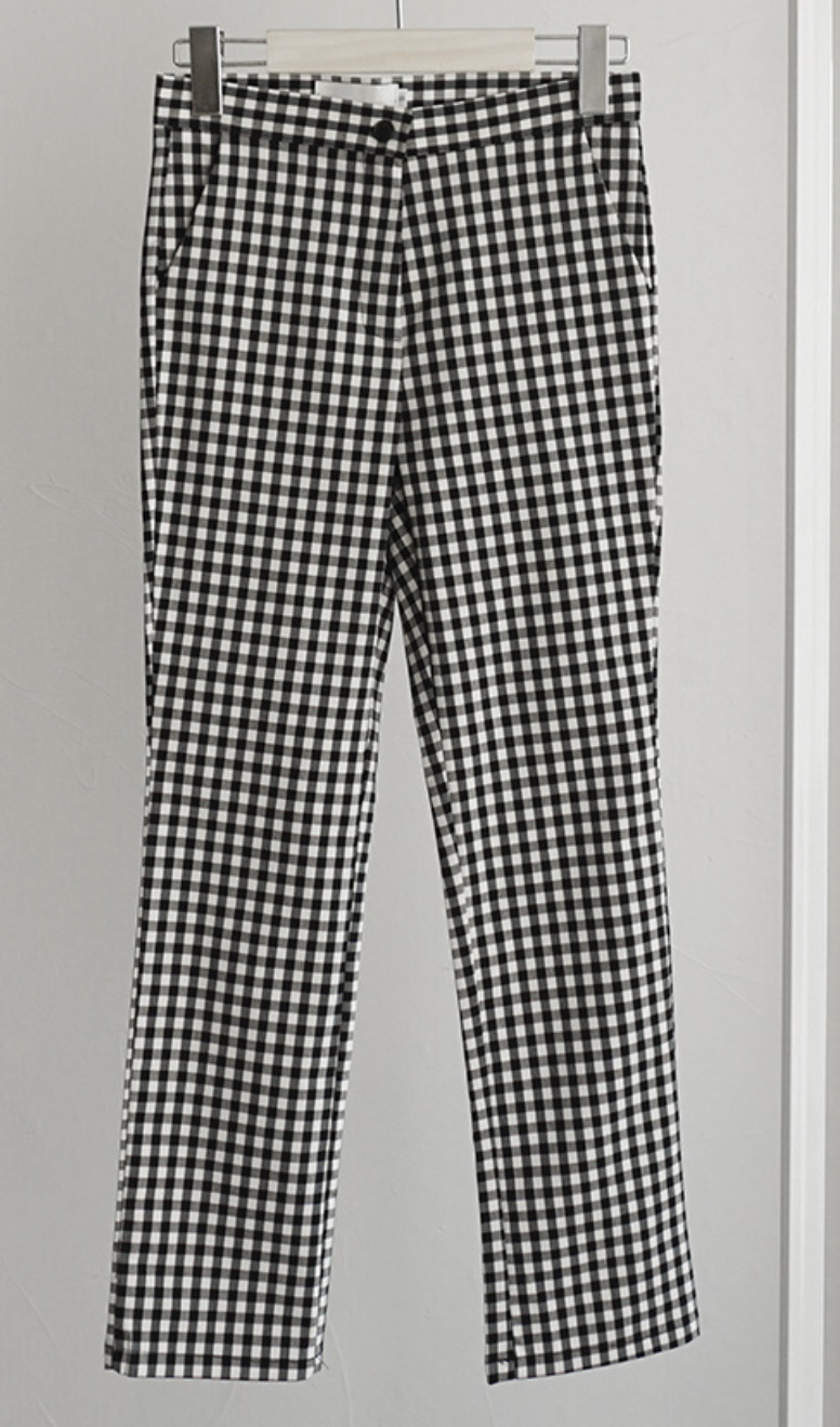 클리드 체크 스판 일자 슬랙스