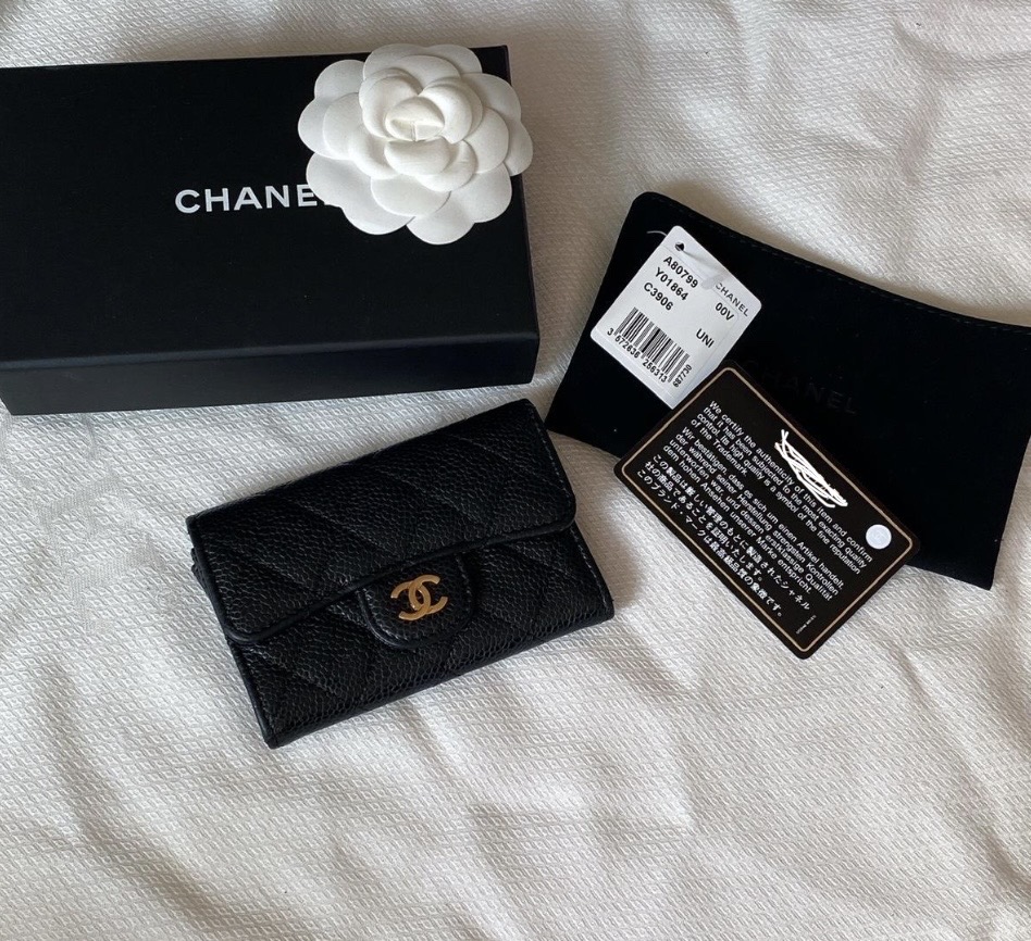 샤넬 똑딱이 금장 카드홀더