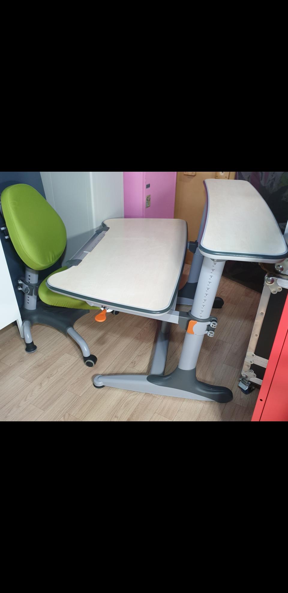 (높이+각도조절 기능) 니스툴그로우 커브형 책상+밤부 쿠션의자 세트