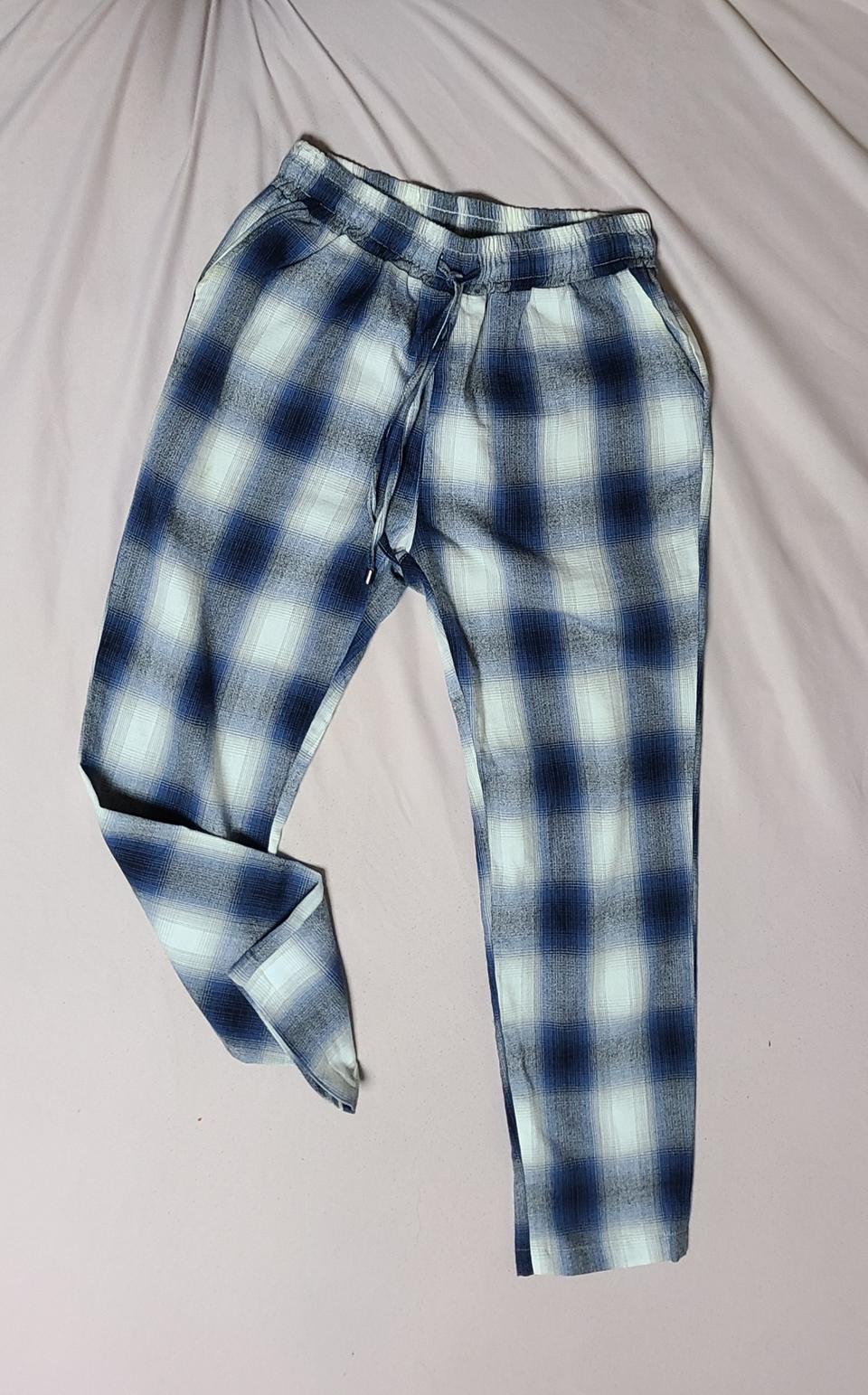 남성 체크 면바지