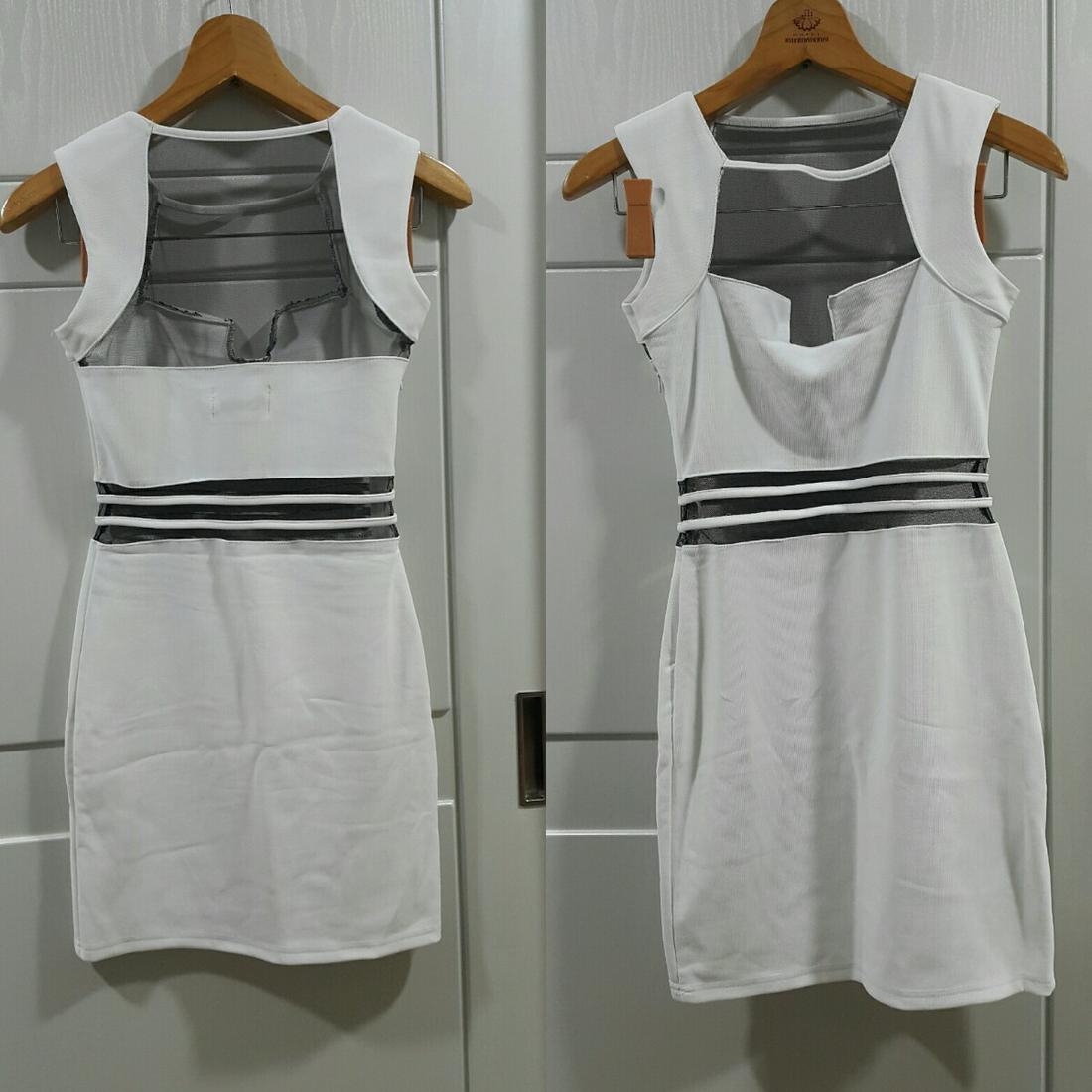 [55] 망사 시스루 화이트 초커 섹시 원피스