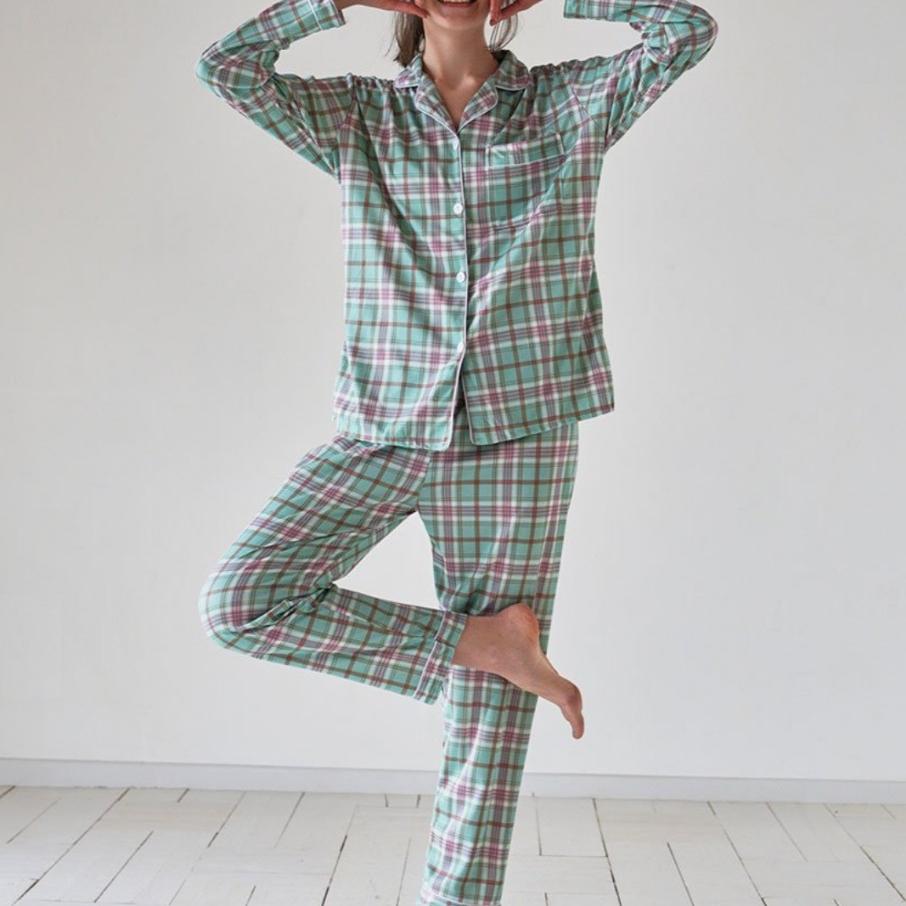 새상품/ 상하의 세트 잠옷 여성 체크 홈웨어