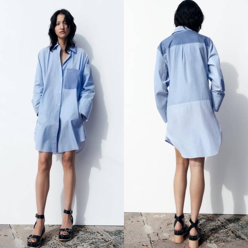 [새상품] 자라 멀티포지션 패치워크 셔츠 원피스 / 미쏘 로엠 코스