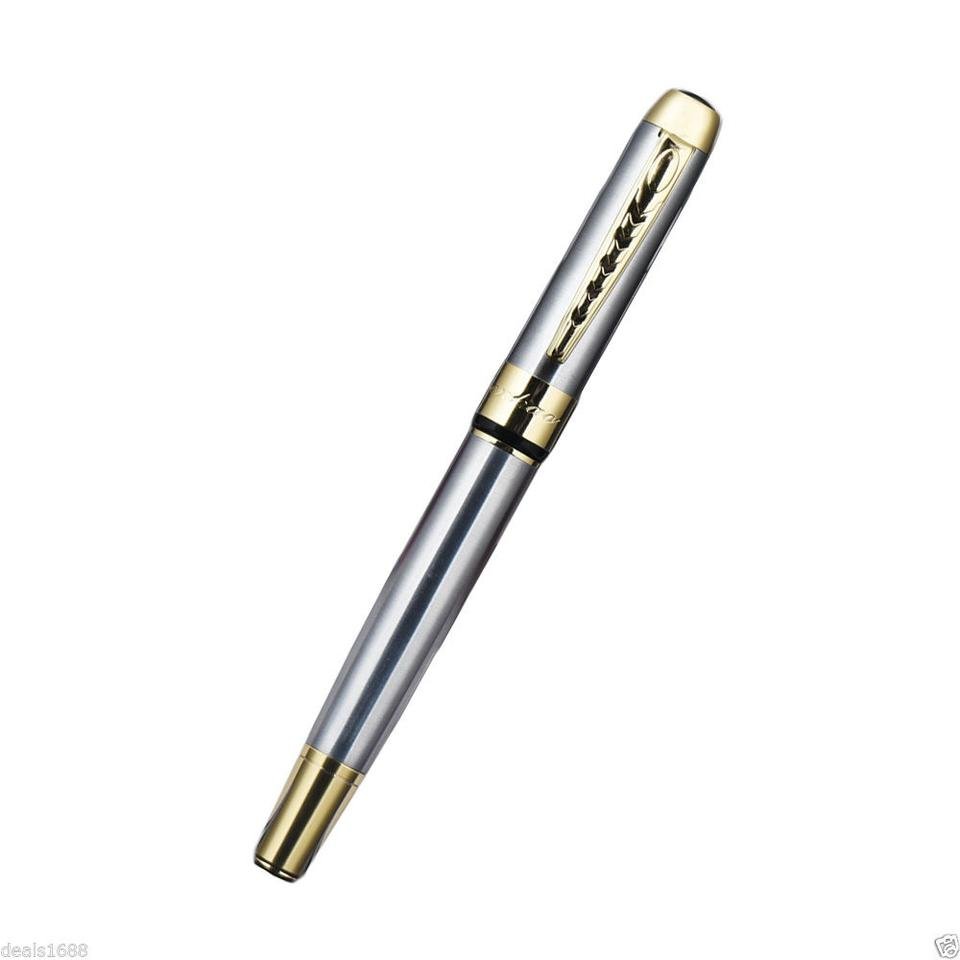 새 14K GP 골드 플레이트 금 만년필 추억 실버 친구 선물 입학