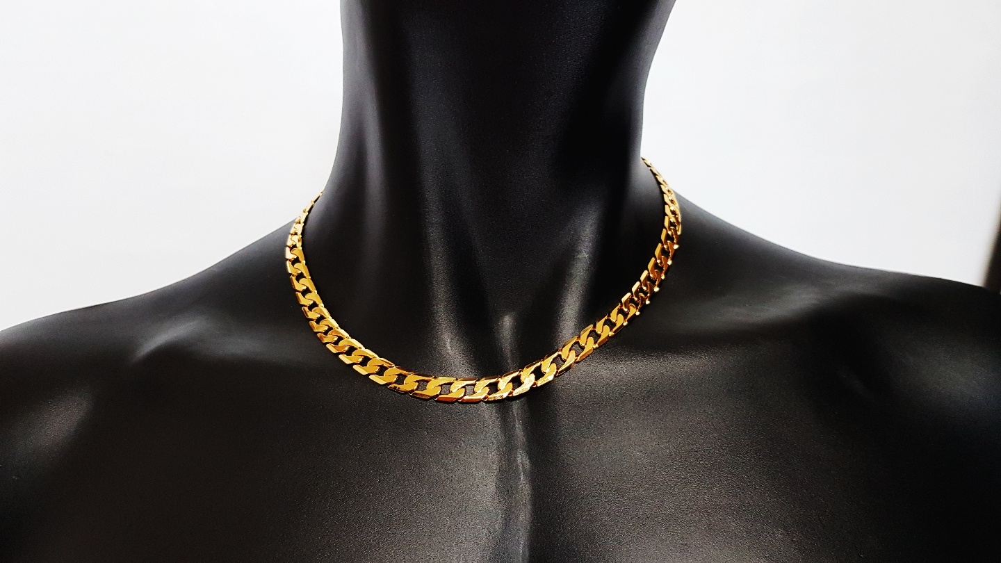 납짝 체인 목걸이 9mm (남자목걸이 도금목걸이18k,24k)