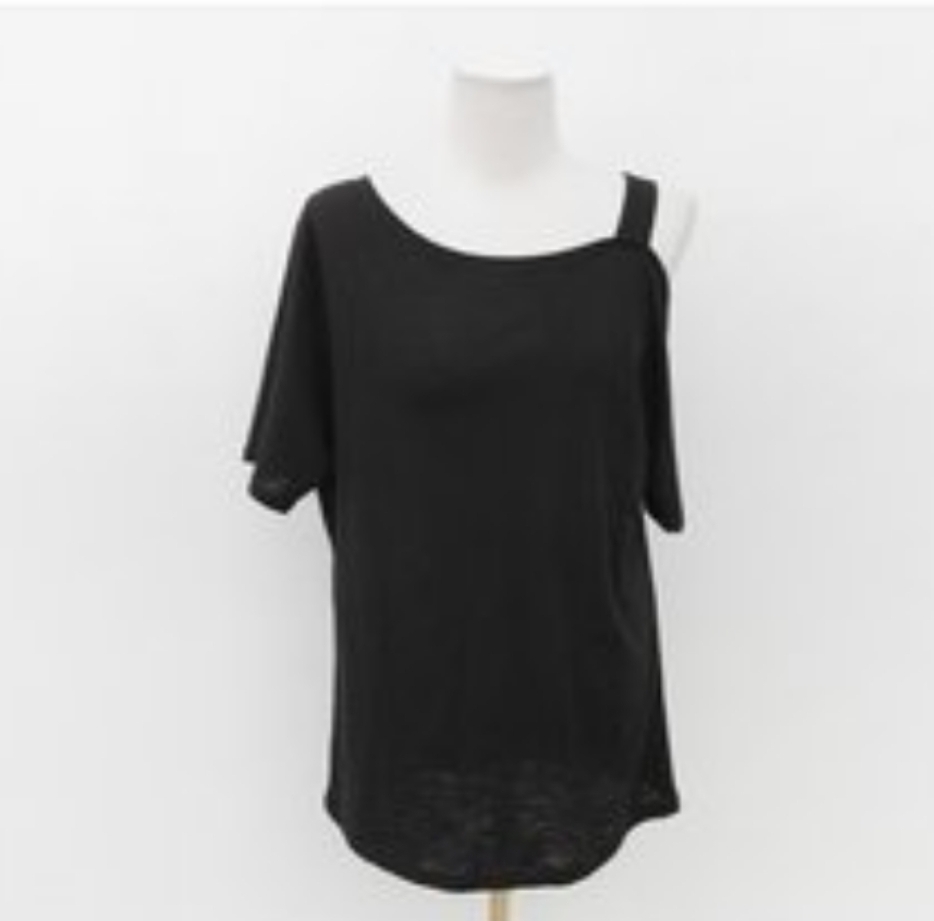 새것 박시한 언밸런스 끈 티셔츠 블랙