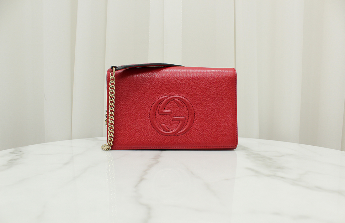 구찌 GG 소호 테슬 WOC 레드 체인 숄더&크로스백 407041 A급