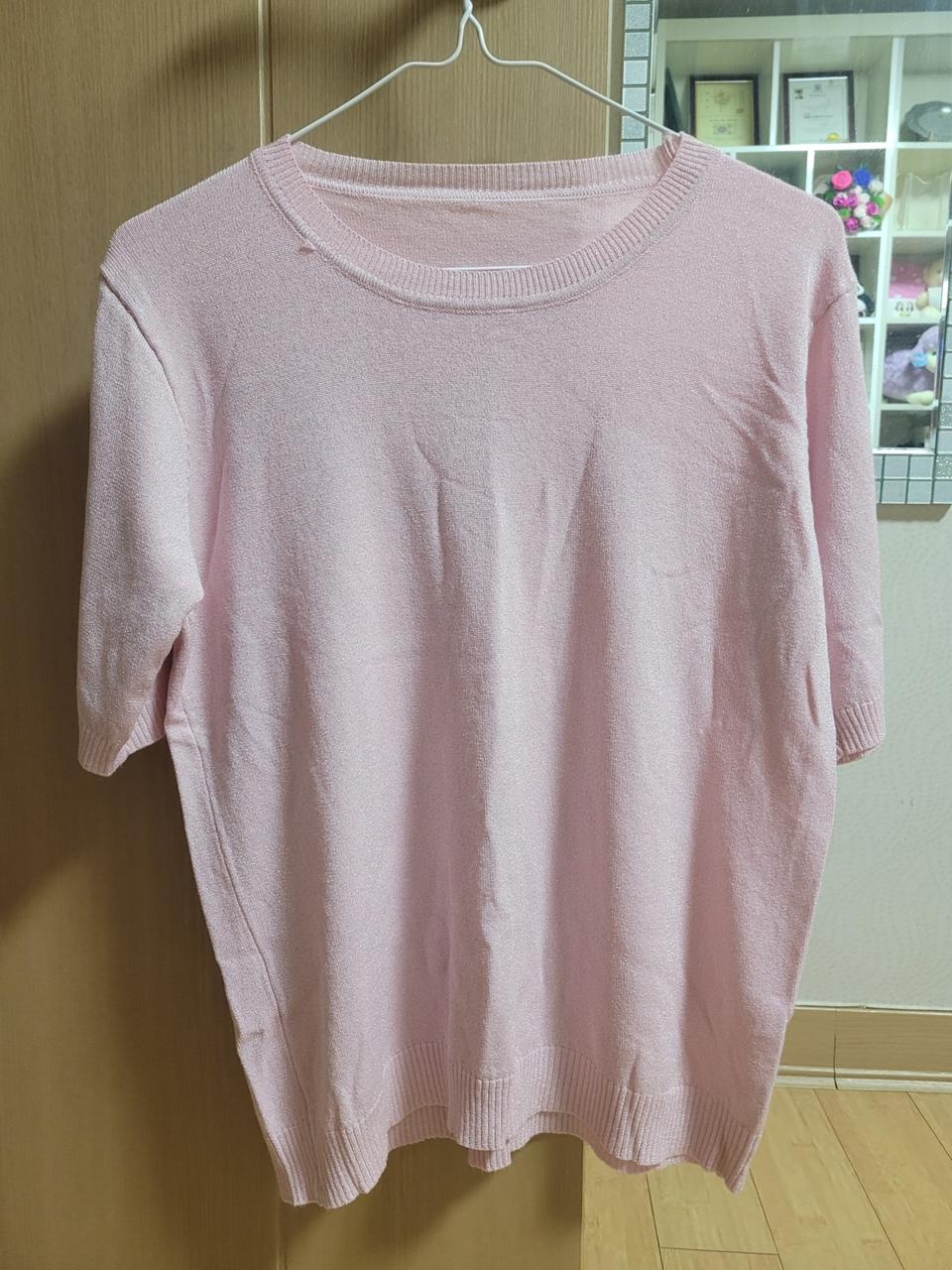 핑크 반팔 여름 니트