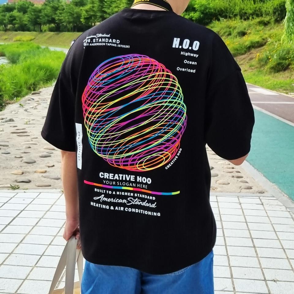 네온서클 라운드넥반팔 오버핏 반팔 반팔티 반팔티셔츠 남자 반팔 여자 반팔