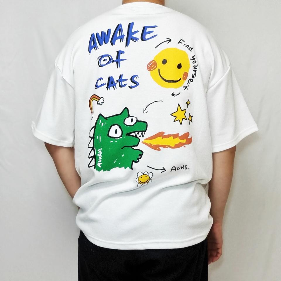 공룡 라운드넥 오버핏 반팔 티셔츠 남자반팔 여자반팔