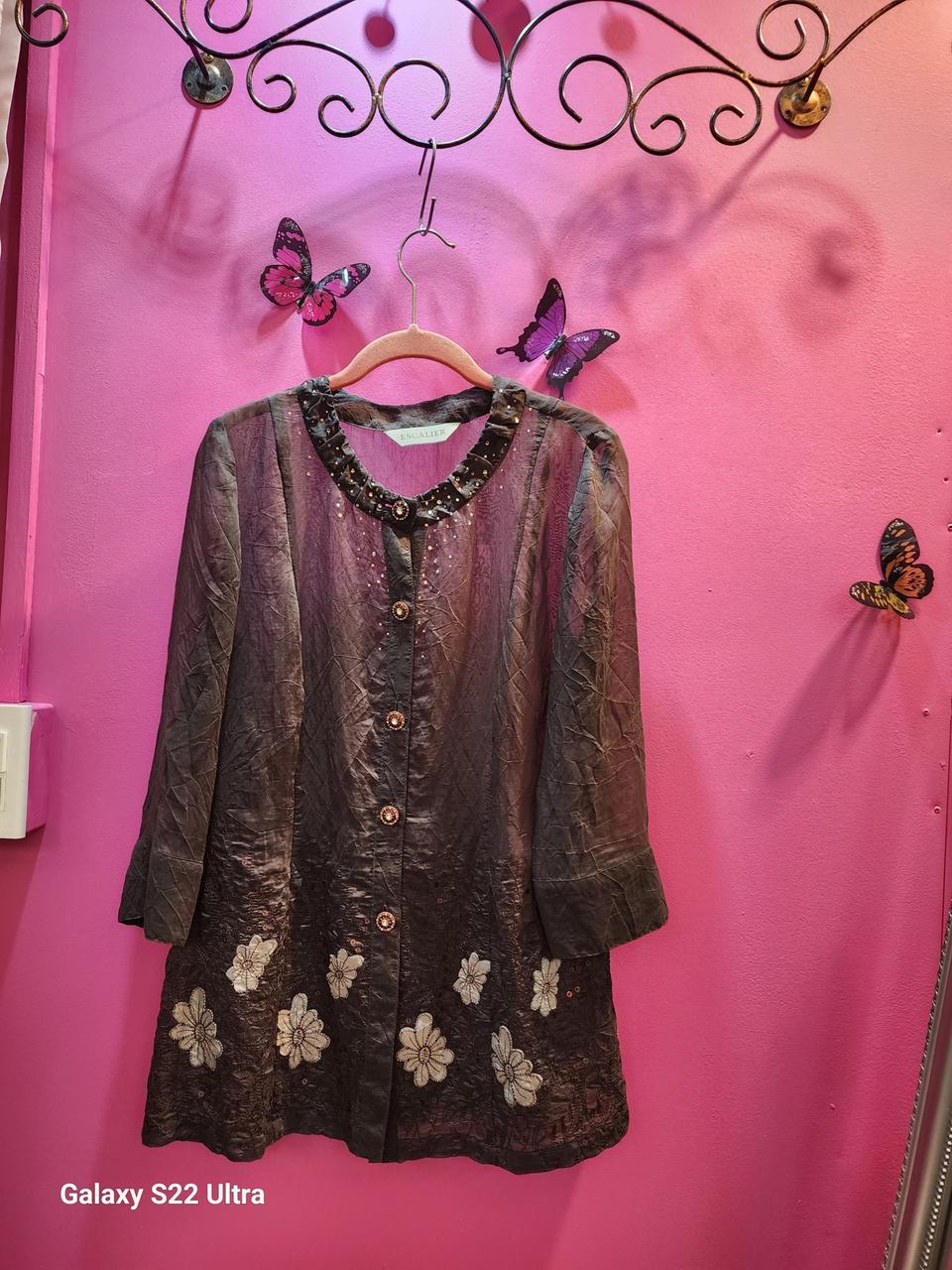 백화점)ESCALIER 보석꽃자수 폴리에스터자켓90