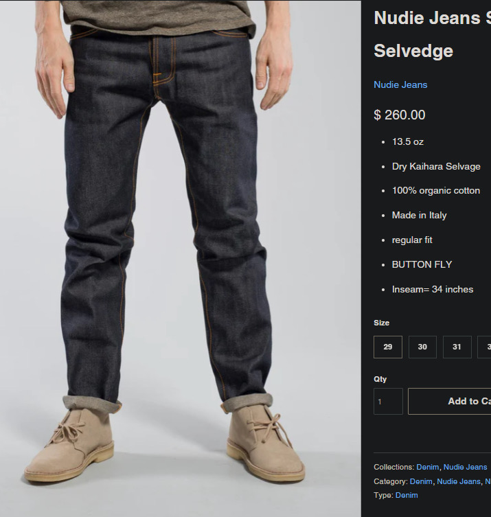 누디진 스테디 셀비지 36 - 34 새거 rrl lvc