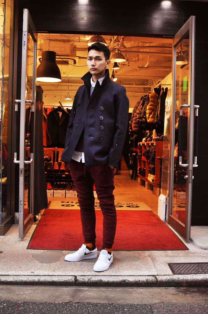 누디진 데님코트 청코트 피코트 M 아크네