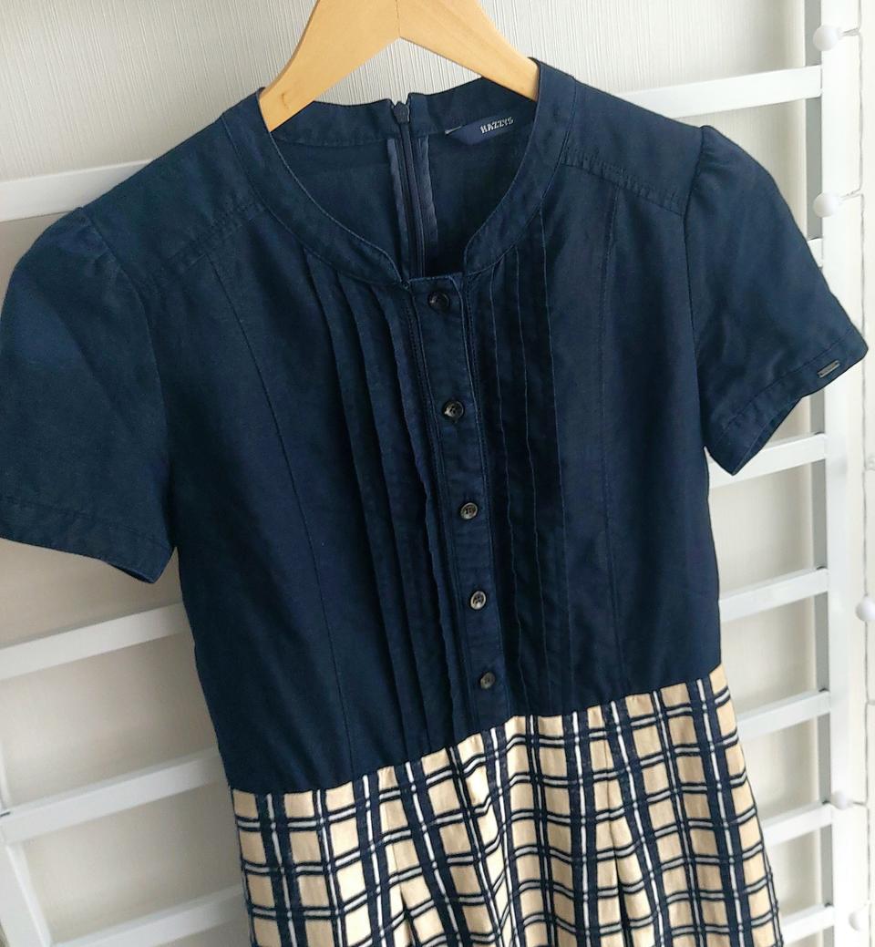 [헤지스] 네이비 린넨 반팔원피스 85사이즈