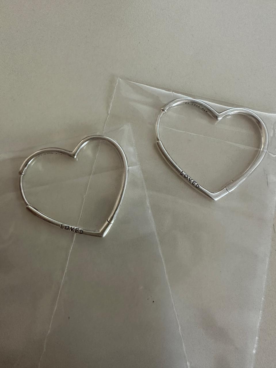 판도라 정품 하트 원터치 귀걸이