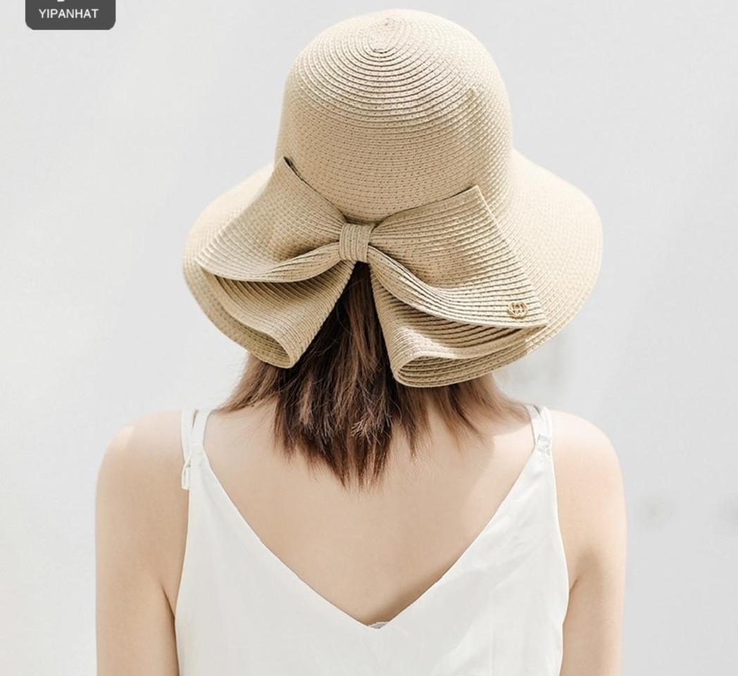 빅리본 모자 버킷햇 여름 바캉스 밀짚 라탄 벙거지