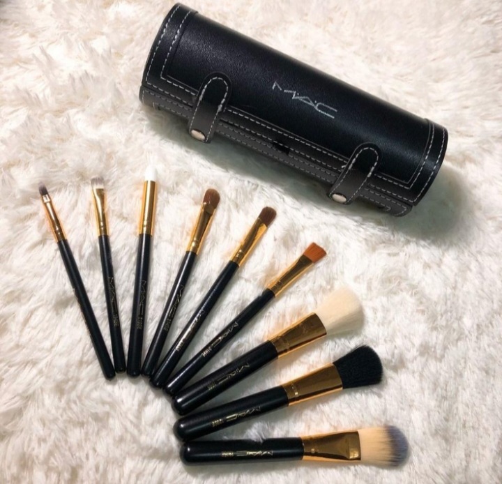 맥 정품 9종 세트 고급 뷰티 브러시 세트(인조가죽하드케이스거울통포함)