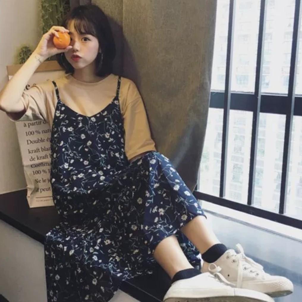 플라워 슬리브리스 원피스