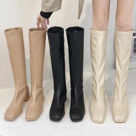 여성 사각코 뒷지퍼 롱부츠 3COLOR