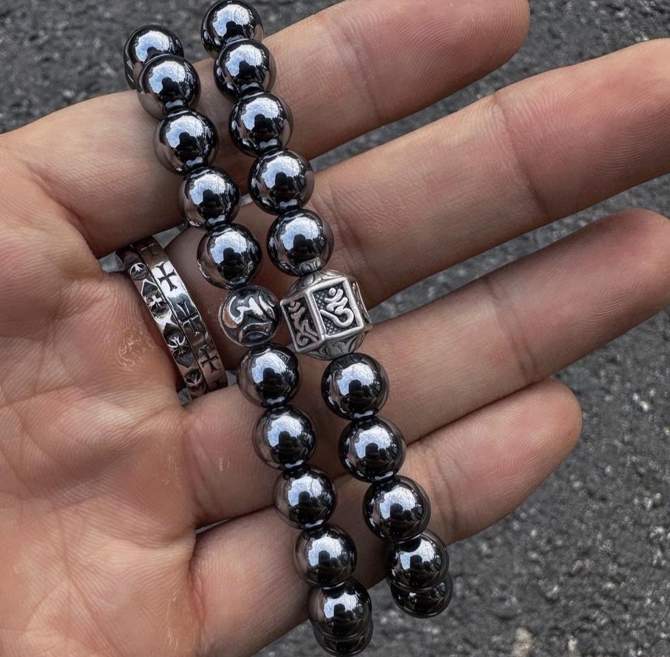 천연 테라헤르츠 925실버 불교 옴자 팔찌(무료배송)