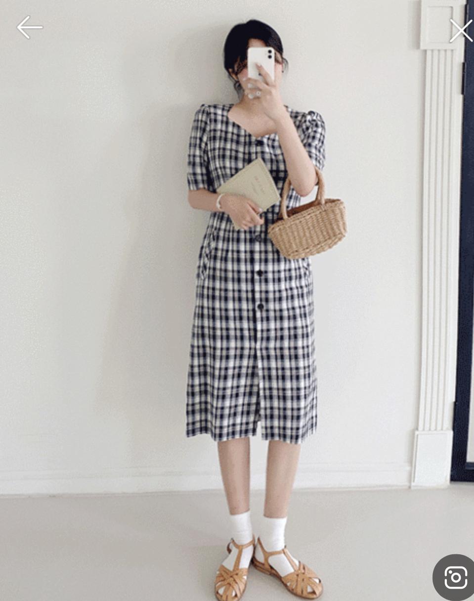 체크 원피스 77 새상품 빅사이즈