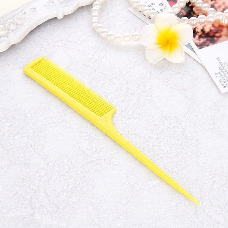 새 10개 노랑색 미용 꼬리빗 커트빗 컷트 브러쉬 헤어빗 미용실 이발