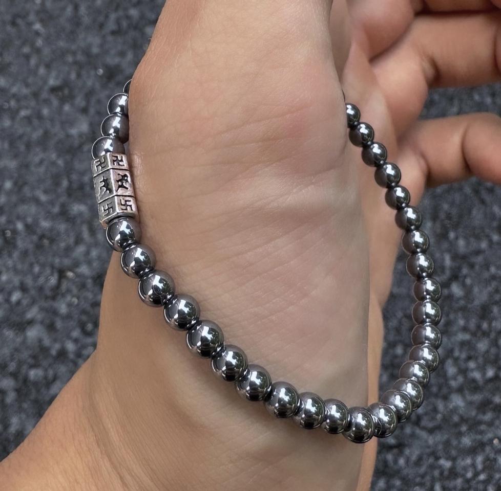 천연 테라헤르츠 불교 만자 925실버 팔찌(무료배송)