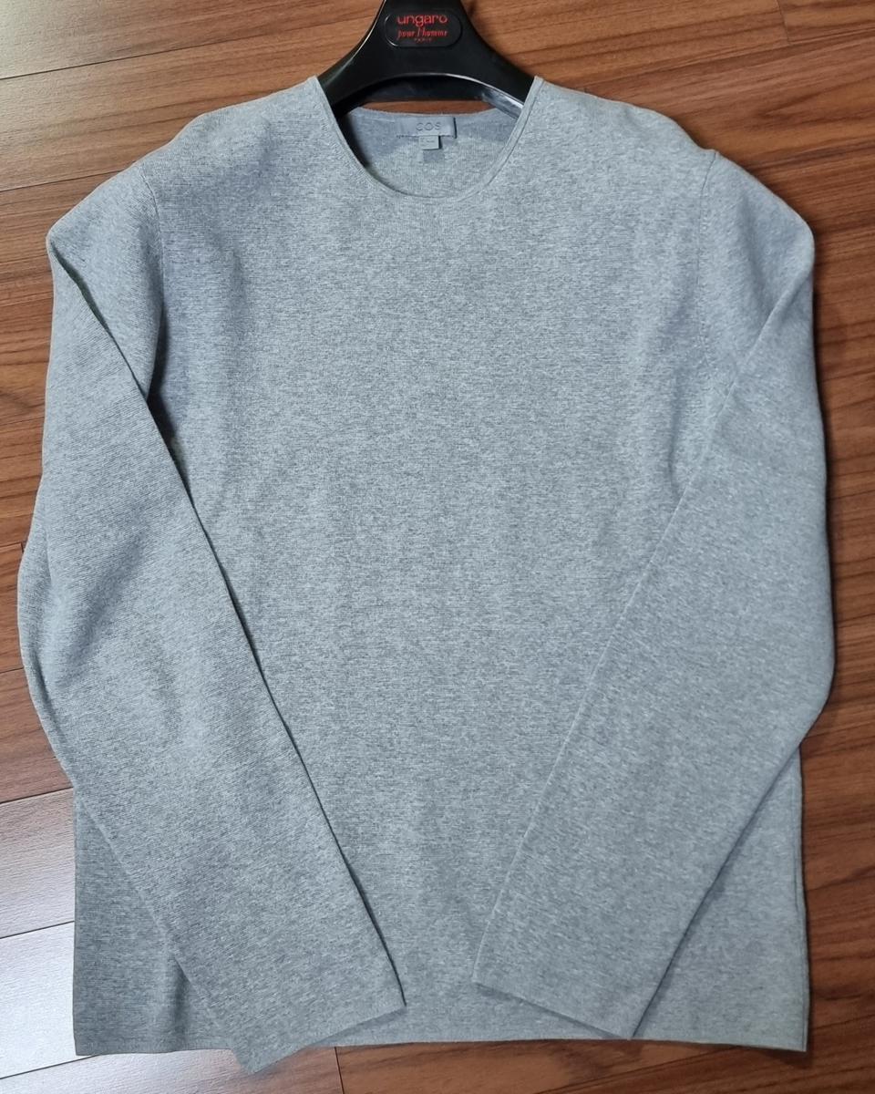 COS 코스 맨투맨 롱슬리브 라운드 니트 셔츠 라이트 그레이 L (100