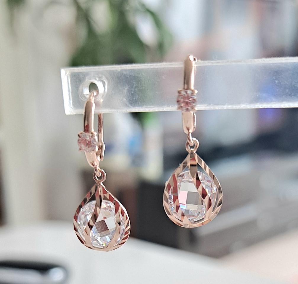 14k 큐빅 달랑이 원터치 귀걸이