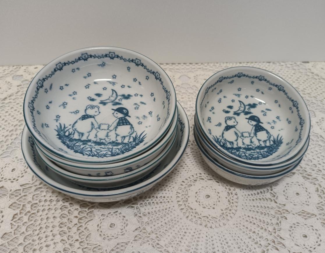 빈티지 곰돌이 그릇 세트 7개 일괄