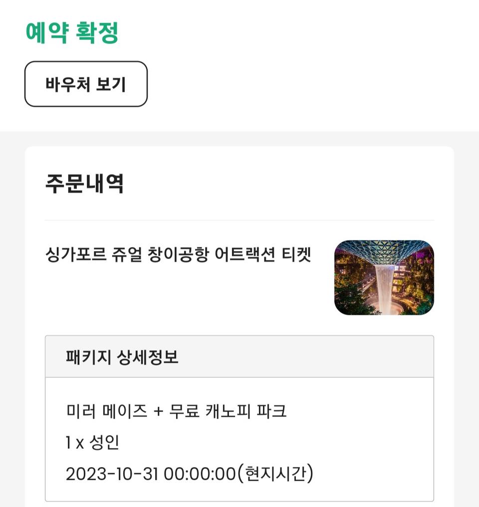 싱가포르 쥬얼창이공항 어트랙션(미러메이즈+무료캐노피파크 10/31)