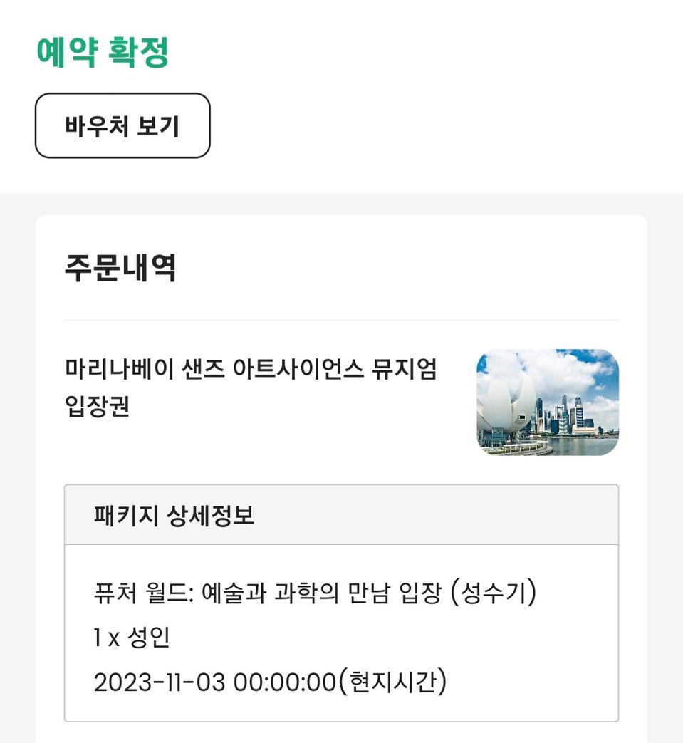 마리나베이 샌즈 아트사이언스 뮤지엄 티켓 11/3