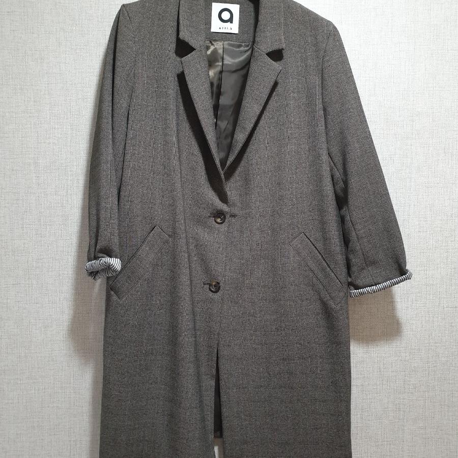 (1회착용~88가능) [아티케이]롱체크정장자켓 뒷트임 편한자켓 77사이즈