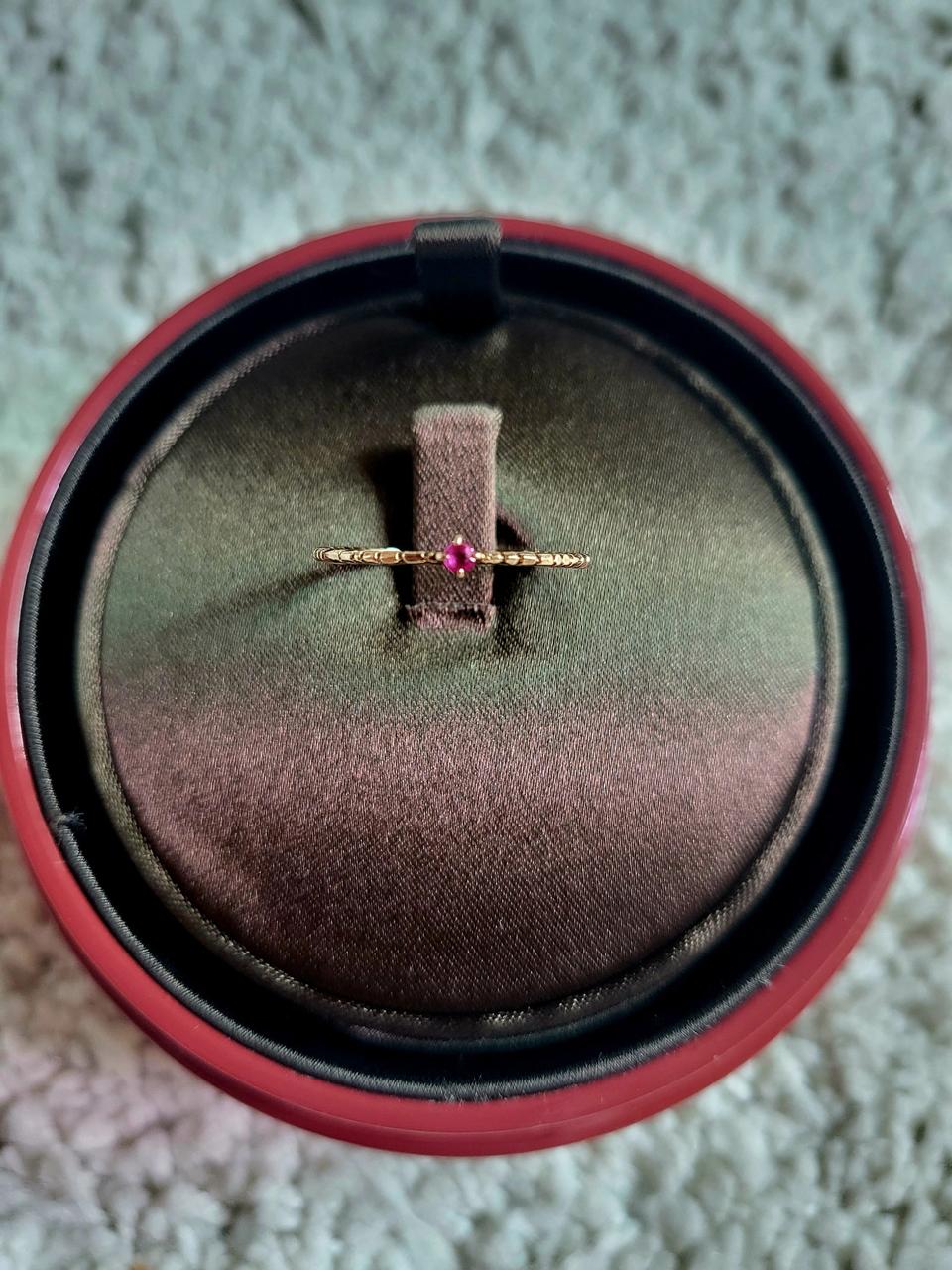 루비 옐로우 골드 실반지