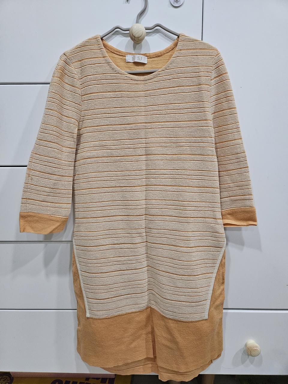 한섬 SJSJ 오렌지 스프라이프 튜닉 원피스