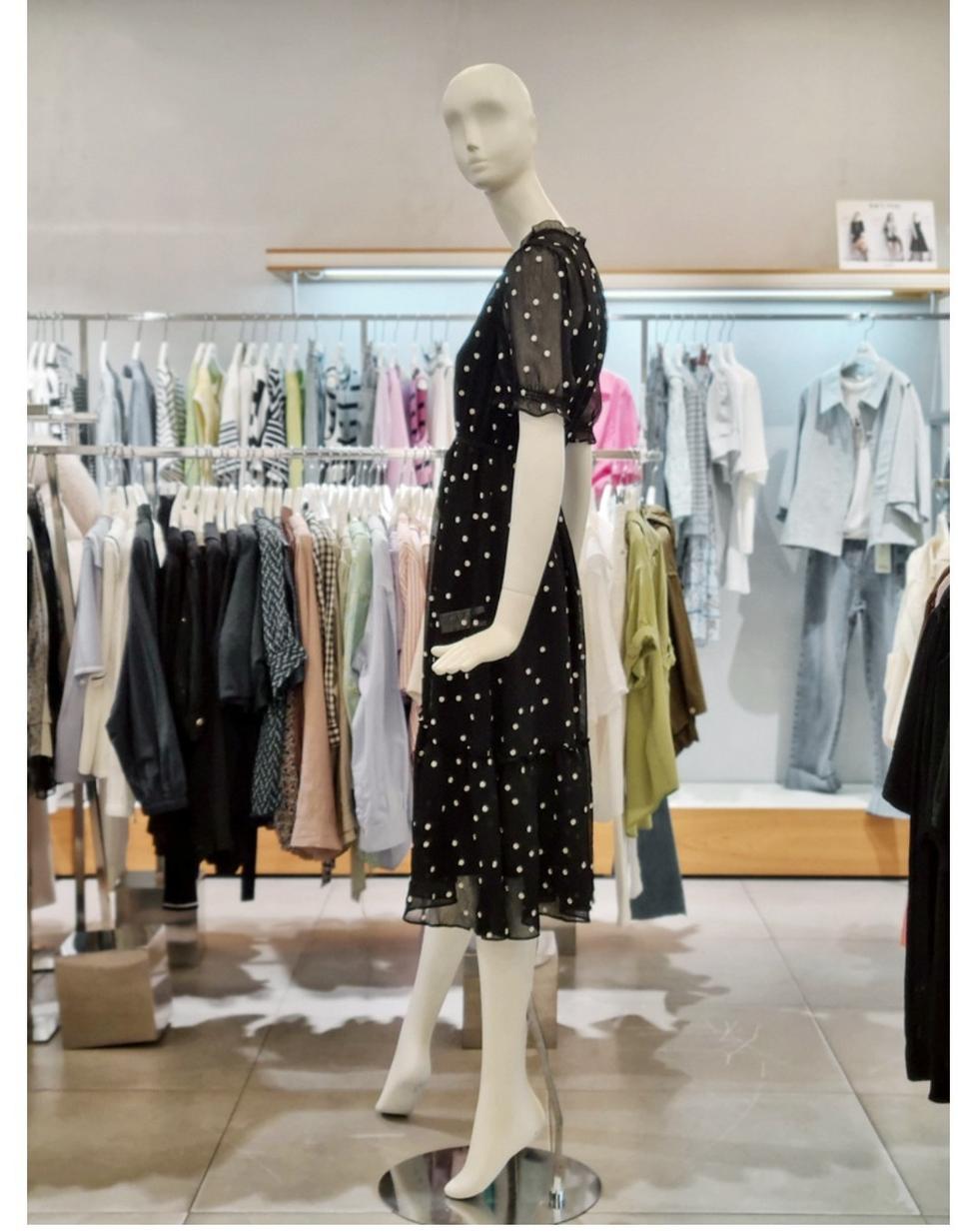 주크허리시스루 도트원피스