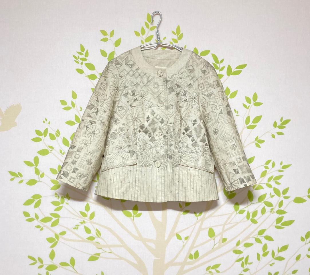 이새  100%린넨 자수 자켓