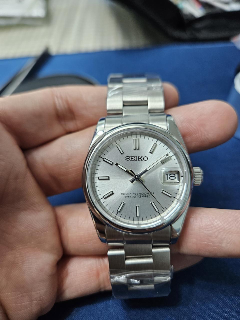 세이코 커스텀 은판 빈티지 36mm 오토매틱 시계